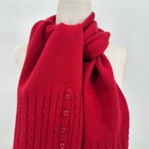 Ralph Lauren Cable Knit Academia Preppy Holiday Rabbit Hair Wool Red Scarf 10x60